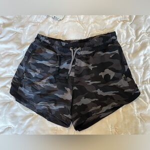 Athleta Girl Camo Athletic Swim Shorts - Black and Gray